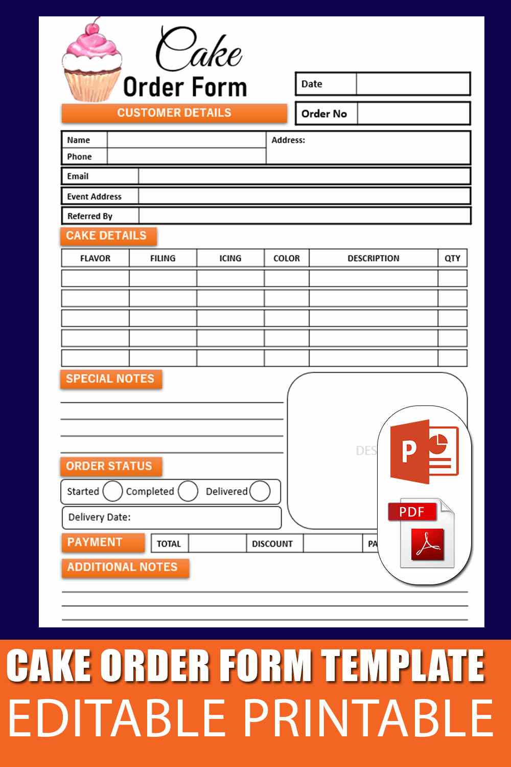 Cake Order Form Template
